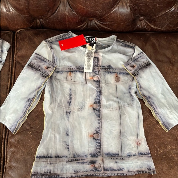 Diesel Brand New Denim Printed Top and Footed Tights - Picture 1 of 6